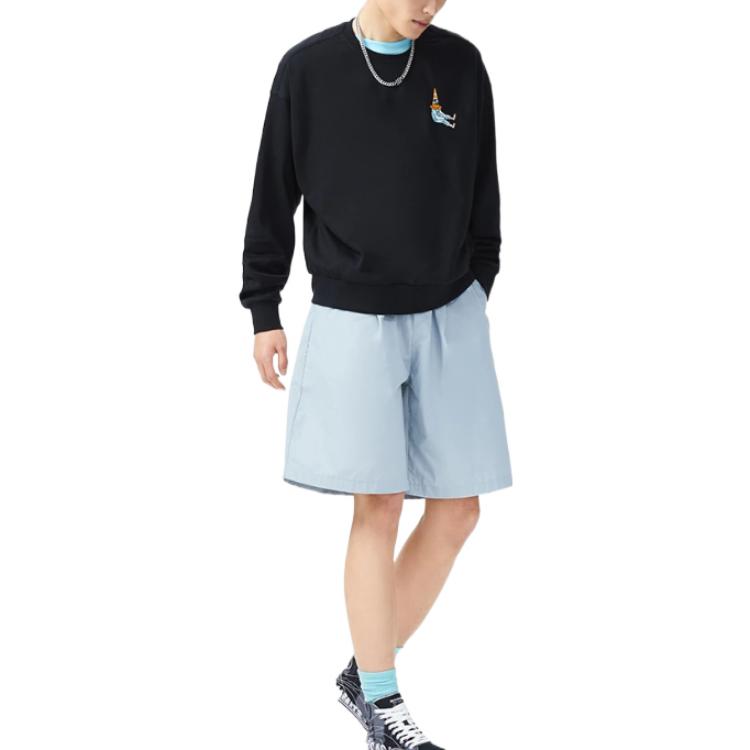 Li-Ning Skateboard Series Cartoon Print Loose Crew Neck Sweatshirt Men Tops Black AWDS165-3