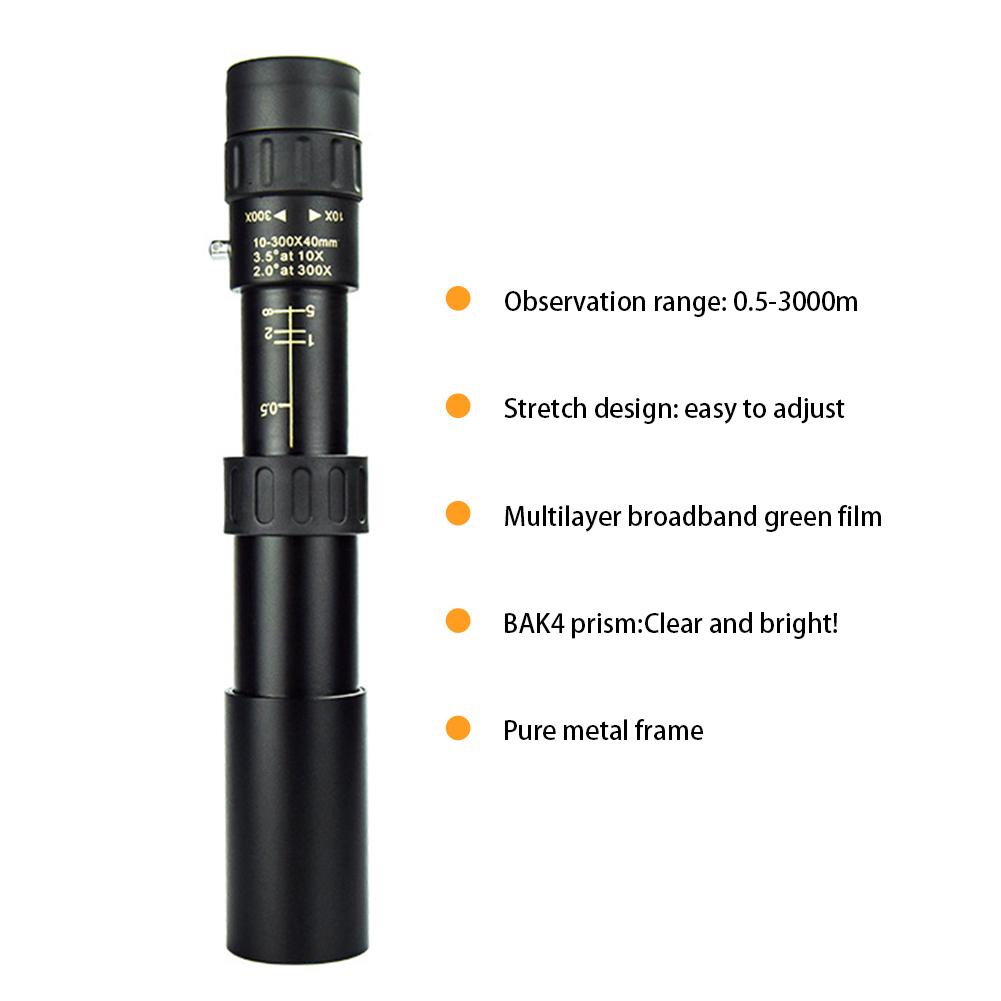 HD přenosný silný monokulární dalekohled s 10-300x zoomem Profesionální dalekohled s dalekohledem Monokulární dalekohled s nízkým nočním viděním