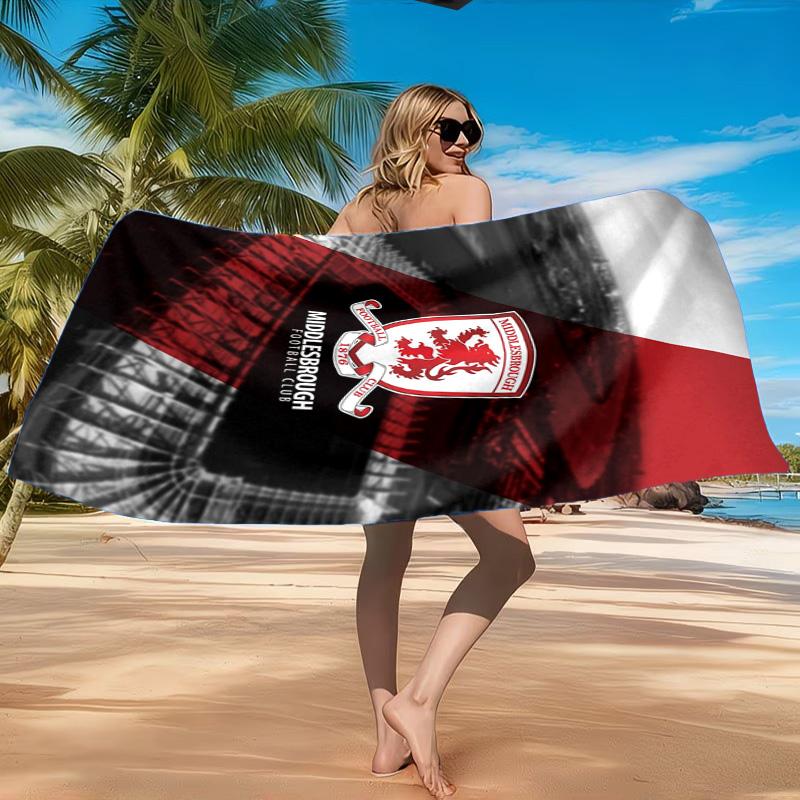 Football Club Emblem Printed Microfiber Beach Towel, Soft And Absorbent, Quick-Dry, Ideal for Summer Travel, Beach Essential, Swimming Pool