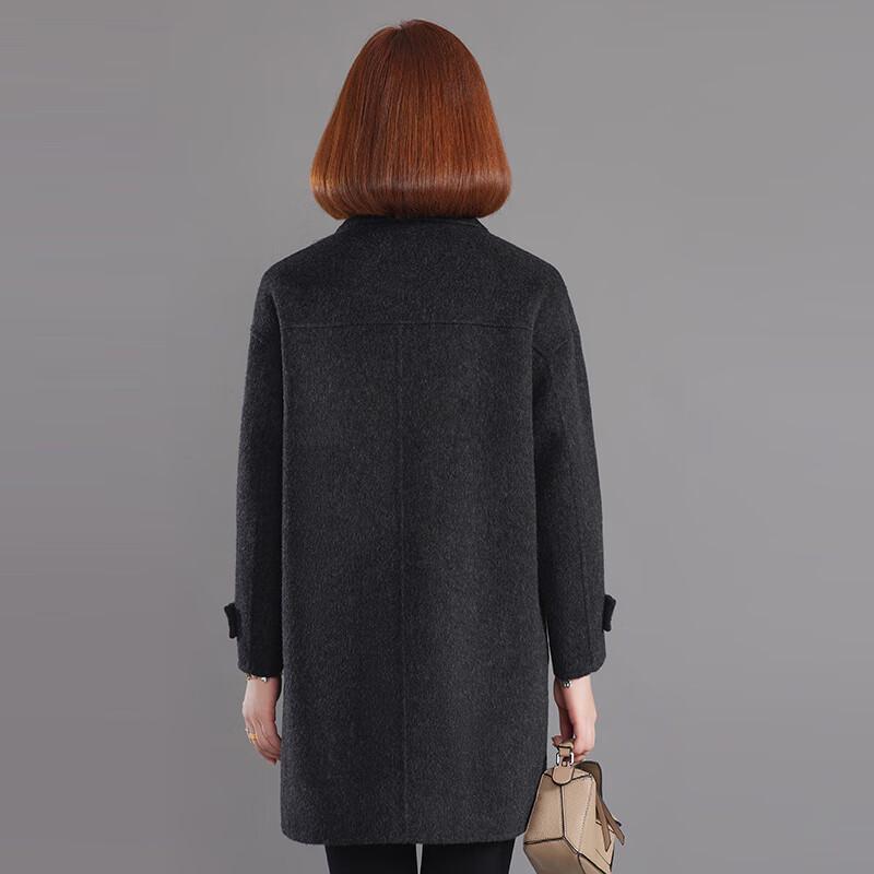 FENGXUN Women's 100% Wool Double-Faced British Style Toggle Coat