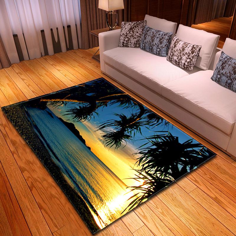 Beach Concept Landscape Living Room Carpet Bedroom Dining Room Floor Mat Pattern Size