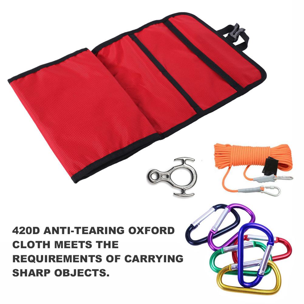 Folding Climbing Mountain Storage Bag Carry Hanging Hooks Rope Bag Red
