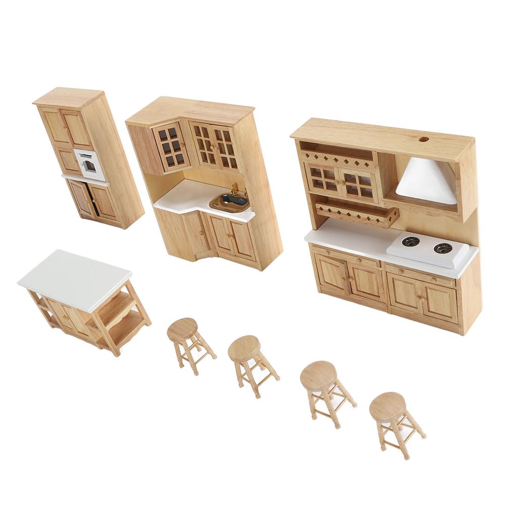 1:12 Scale Wooden Dollhouse Cabinet Furniture Stimulation Realistic Miniature Kitchen Cabinets