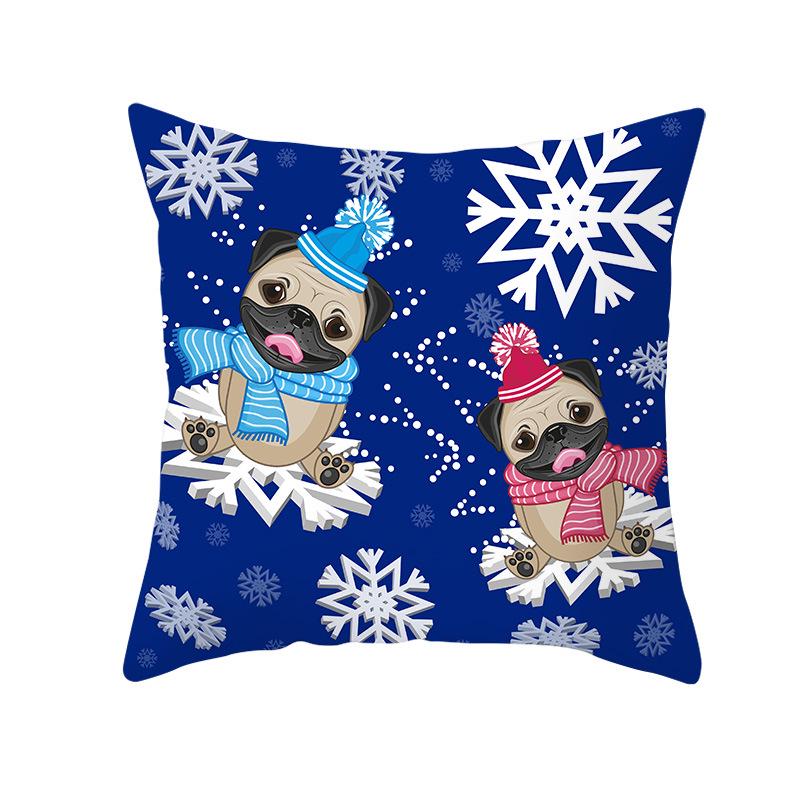 Peach Skin Christmas Print Pillow Case Cartoon Animal Home Sofa Cushion Cover Bedside Bedroom Pillow