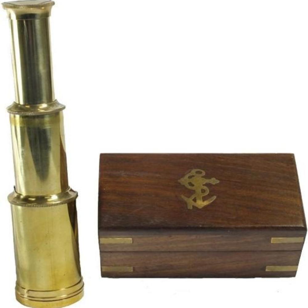 

15,24 см телескоп пиратский из яркой латуни, ручной, с морским деревянным ящиком как