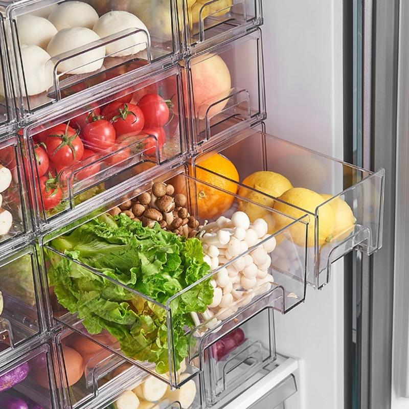 Practical Refrigerator Organizers Sealed Drawer Food Container with Lid Transparent Freezer Storage Box Kitchen Supplies