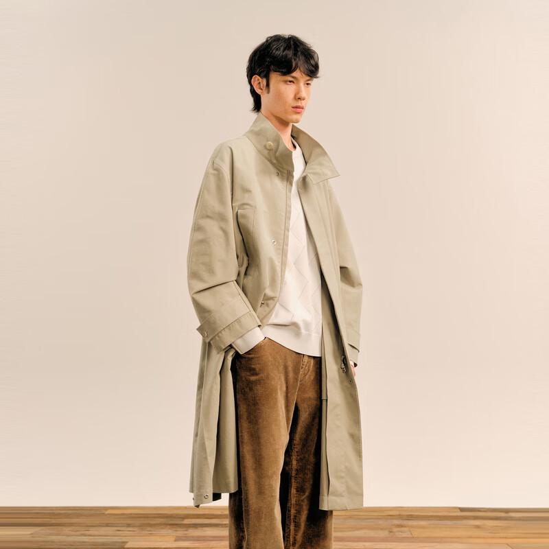 Croquis Men's Loose Fit Stand Collar Long Trench Coat 9O9910480