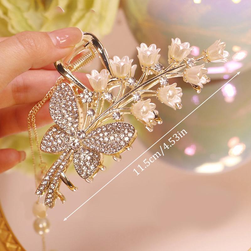 Light Luxury  Bell Orchid Tassel Hair Clip Flowers Rose Butterfly Claw Clip Shark Hair Claw Barrette Hair Accessories