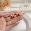 Elegant French S925 Silver Bow Cherry Dangle Earrings - Fashionable Micro-Paved Autumn/Winter Jewelry