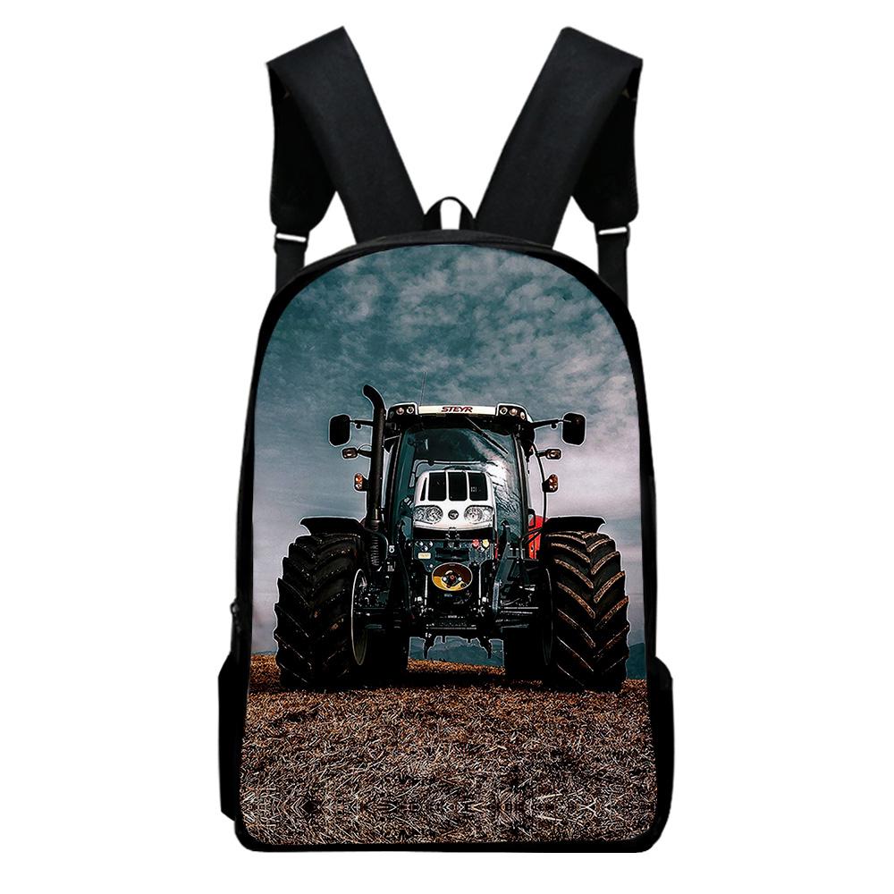 Klassiek Nieuwigheid tractorpatroon Notitieboek Rugzakken leerling Schooltassen 3D Print Oxford Waterdicht Jongens/Meisjes Laptop Rugzakken One size gray