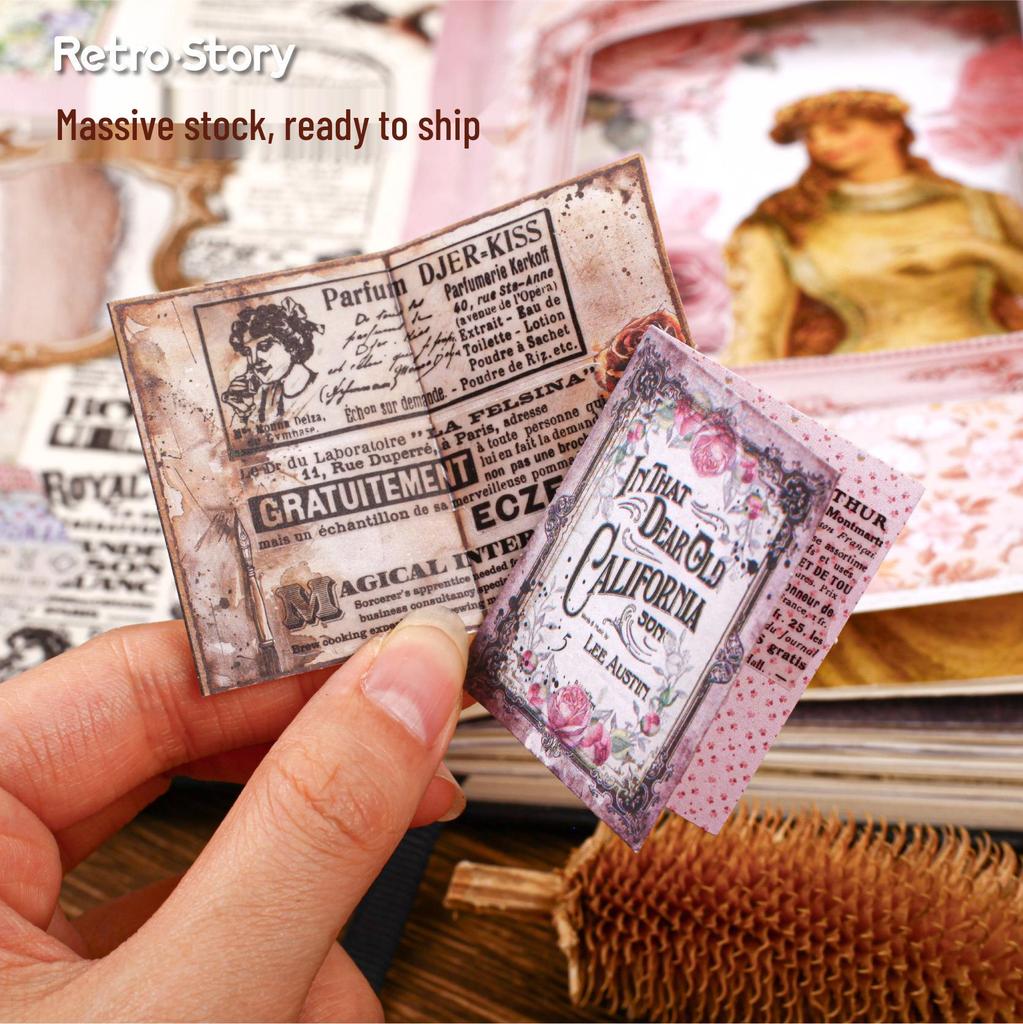 RetroStory Sticker-Kollektion: Vintage Hintergründe & Handgeschriebene Collage für Journale