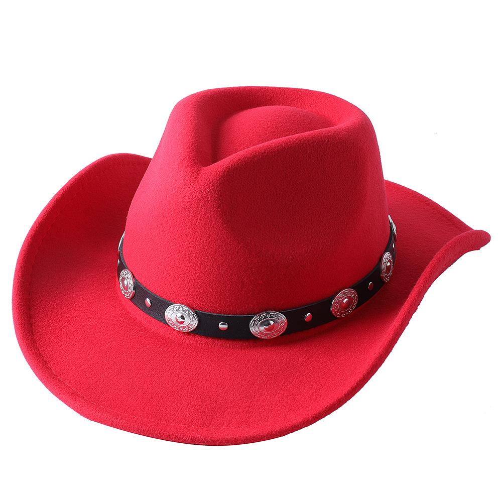 Dark purple Cowboy Hat New Jazz Knight hat cowboy hat monochrome felt hat men's and women's large brim outdoor hat