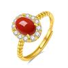 Jewelry S925 Sterling Silver Ring Women's Natural Nanhong Stylish Simple Geometric Oval Egg Surface Ring