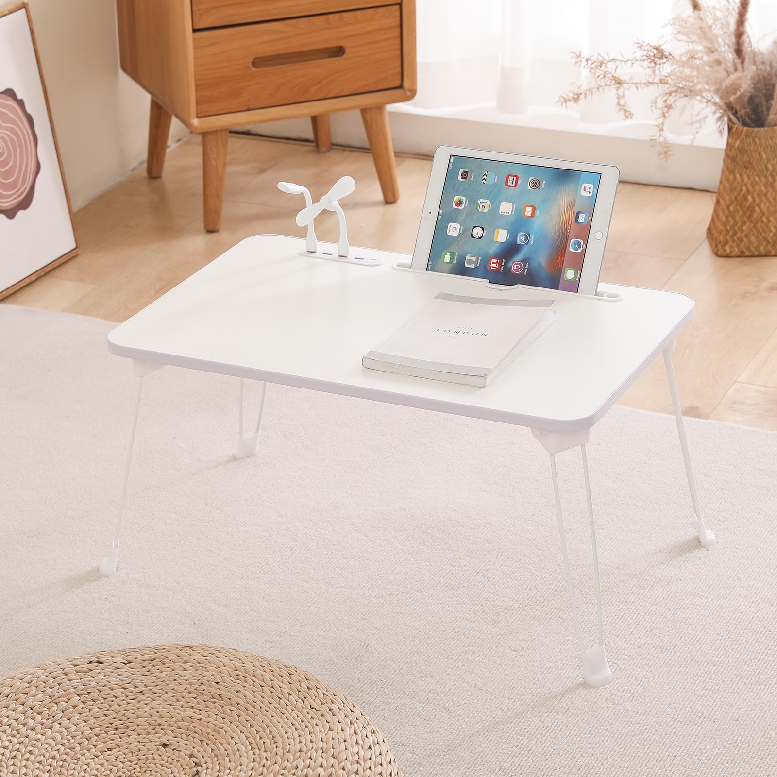 

2025 НОВЫЙ Многофункциональный Складной Стол USB Лампа для Чтения и Мини Складной Низкий Складной Кофейный Столик Большой Вместимости Складной Чайный Столик Складной ПК Полностью белый