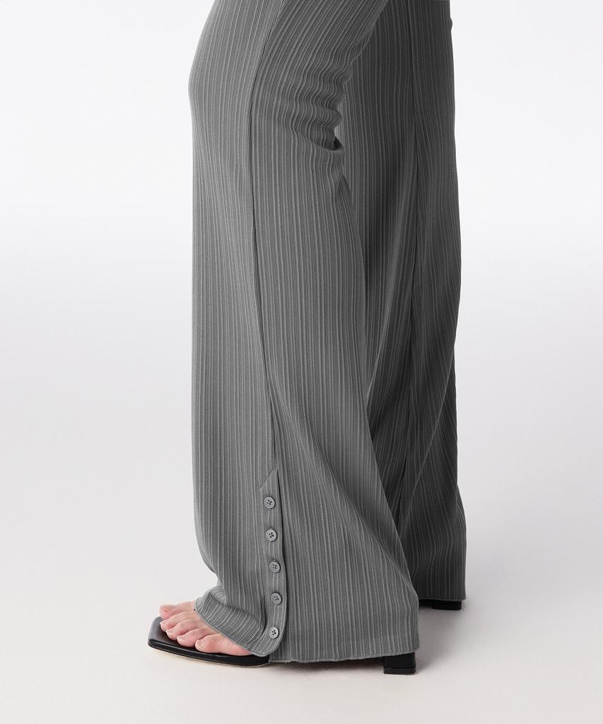 MUSINSA STANDARD WOMAN Women'S Vertical Texture Side Button Jersey Pants [Grey]