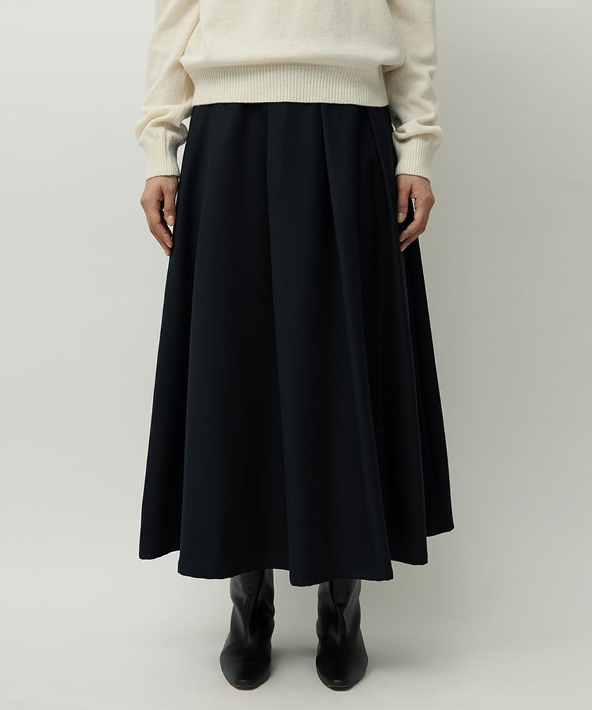 Leopeusaideuhwaiteulabel Wool Flared Skirt Dark Navy