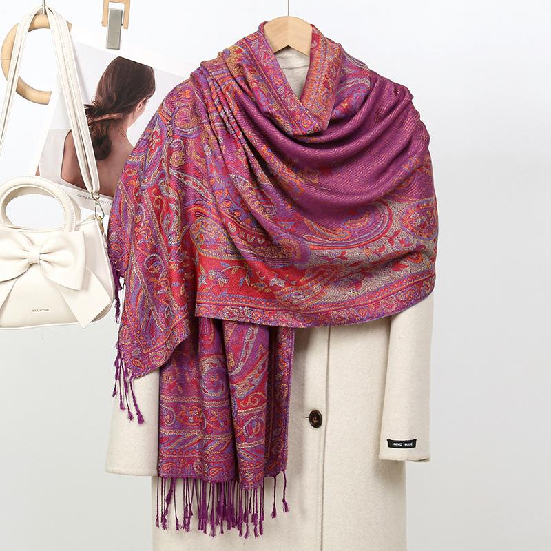 Luxury Autumn Scarf Women'S Imitation Cashmere Outer Shawl Ethnic Style Cashew Nut Shawl Scarf Spring Jacquard Long Scarf
