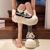 European Big-headed Muffin Platform Bread Shoes Women's Canvas Shoes Lace-up Versatile Small Height-increasing Casual Shoes