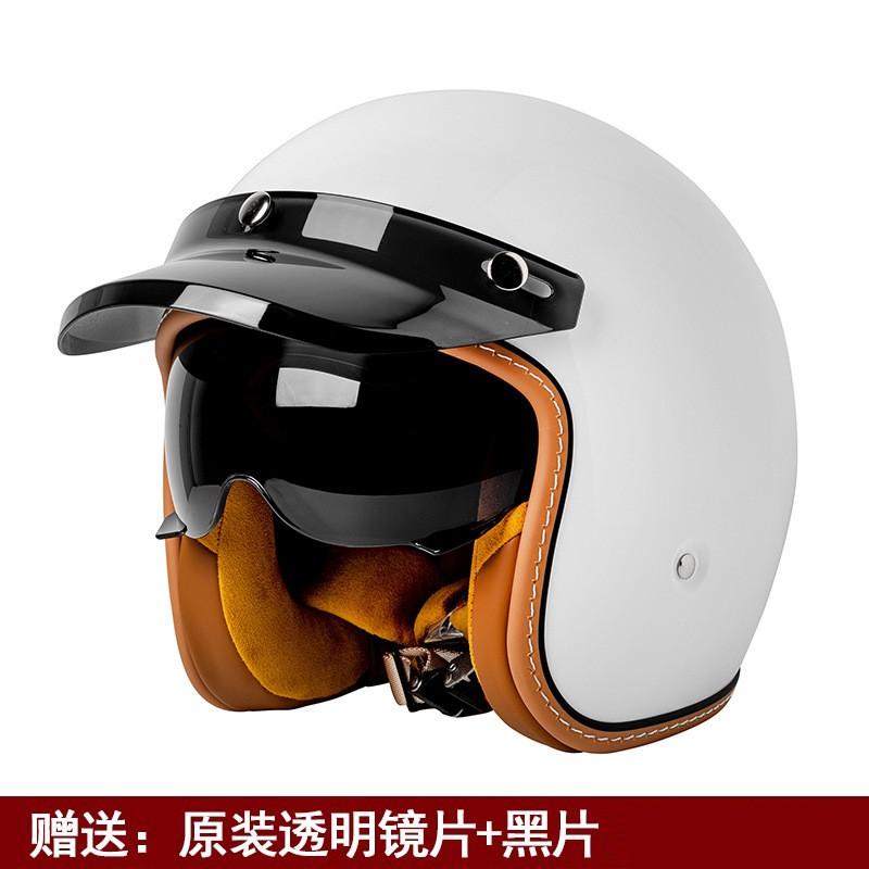 Vintage-Style 3/4 Open Face Motorcycle Helmet Men Women UV Protection All-Season Scooter Bike Riding Gear