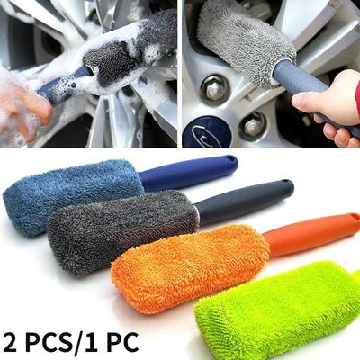 2 יחידות/1 PC 4 צבעים מיקרופייבר מברשת צמיגים ידית ארוכה ניידת גלגל צמיג שפה מברשת יופי ציוד שטיפת רכב Stonego Tool