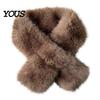Daily Commute Cold Protection Plush Cross Scarf, Stylish Faux Fur Winter Neck Warmer, Soft Warm Wrap for Coat Double-Sided Thermal Elegant Scarf
