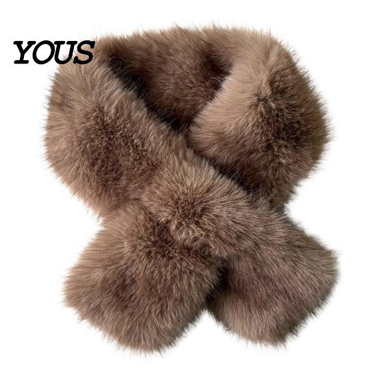 Daily Commute Cold Protection Plush Cross Scarf, Stylish Faux Fur Winter Neck Warmer, Soft Warm Wrap for Coat Double-Sided Thermal Elegant Scarf