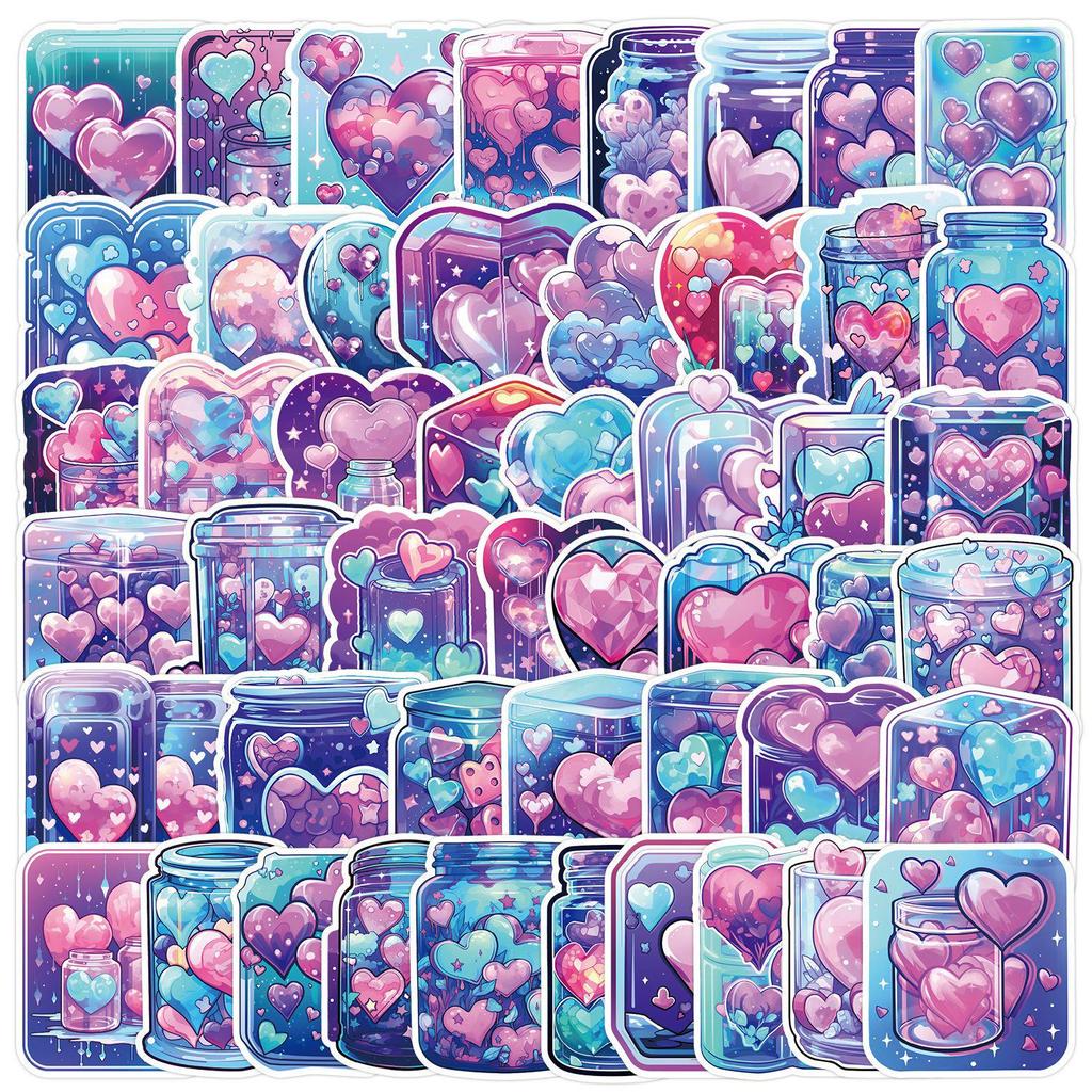 Valentine's Day Heart Graffiti Stickers: 50/100 Waterproof Decorative Stickers for Water Bottles & Computers