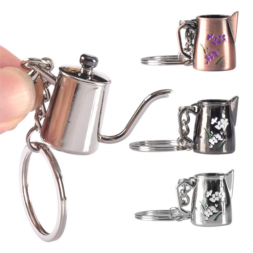 Creative Barista Coffee Tamper Keychain Coffee Machine Handle Moka Pitcher Keyring Portable Coffeeware Espresso Accessories Gift