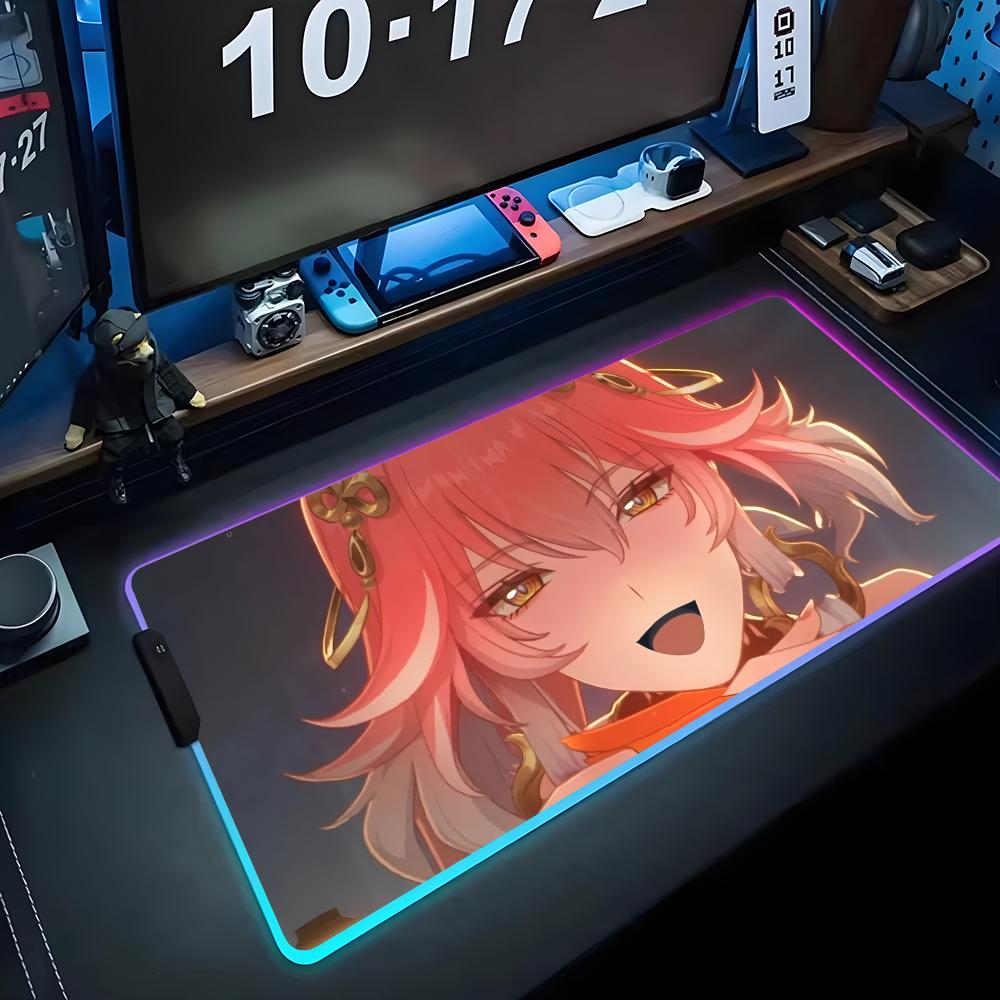 changli wuthering Mouse Pad RGB Gaming Mousepad Big LED Pad PC Desk Mat Luminous Mouse Pad Large Keyboard Mats Table Rug With