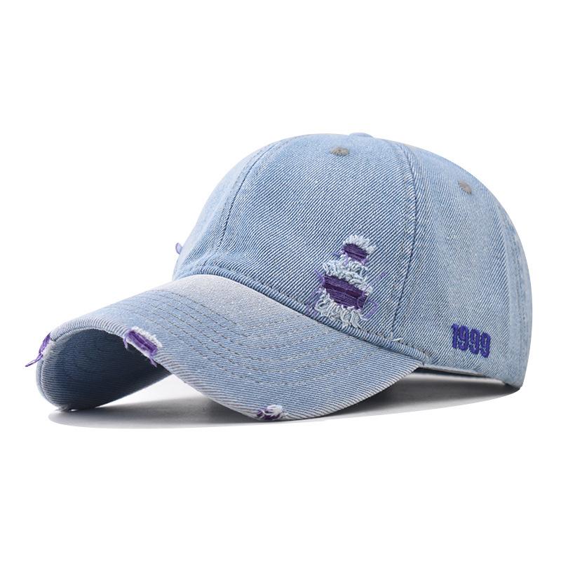 Couples baseball cap Baseball Cap version Sun hat Hole Spring Autumn Wash denim Woman's hat Cap Hip Hop Fitted Cap