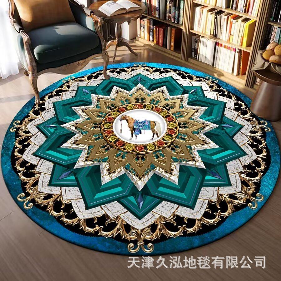 Circular Carpet Bedroom Living Room Carpet Coffee Table Carpet Home Sofa Circular Mat Ethnic Style Carpet