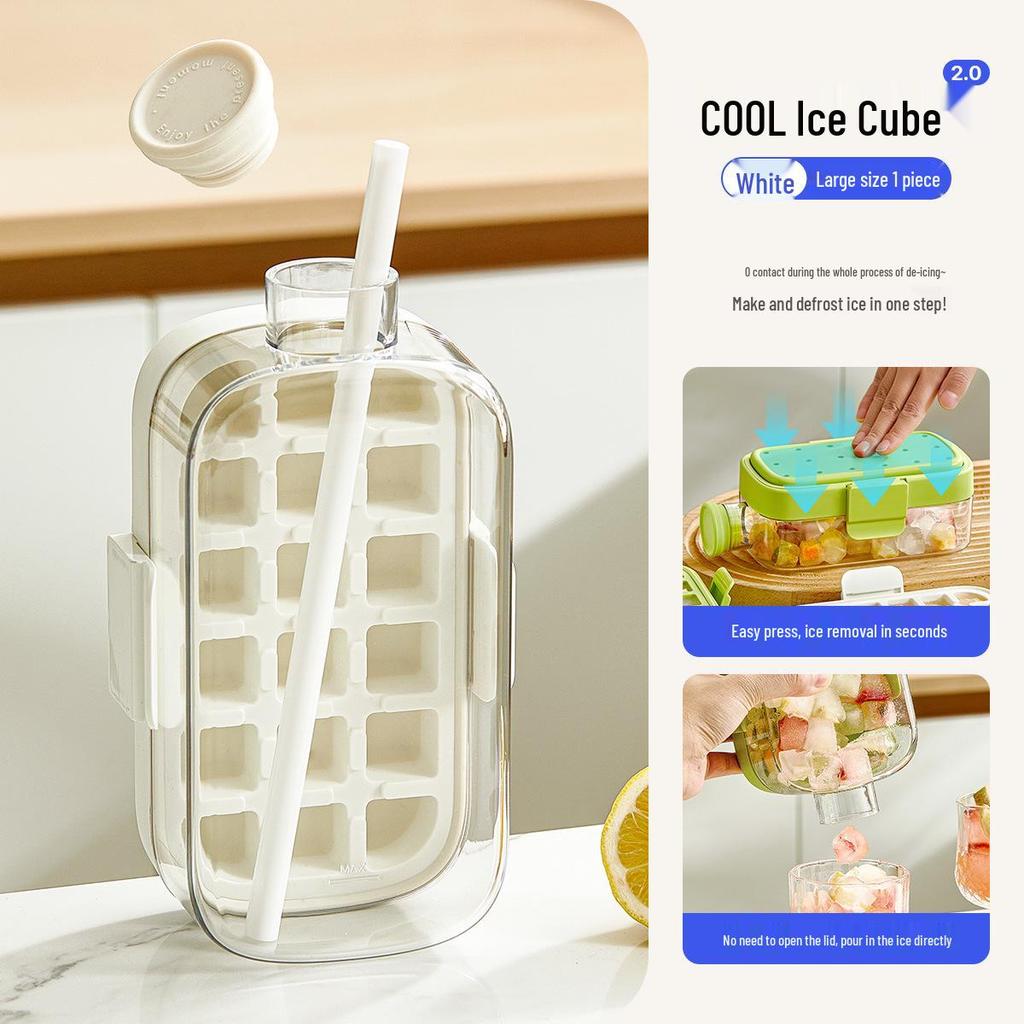 Trendy Ice Cube Tray: Zero-Contact Removal, Outdoor Straw Cup & Fitness Curling Pot