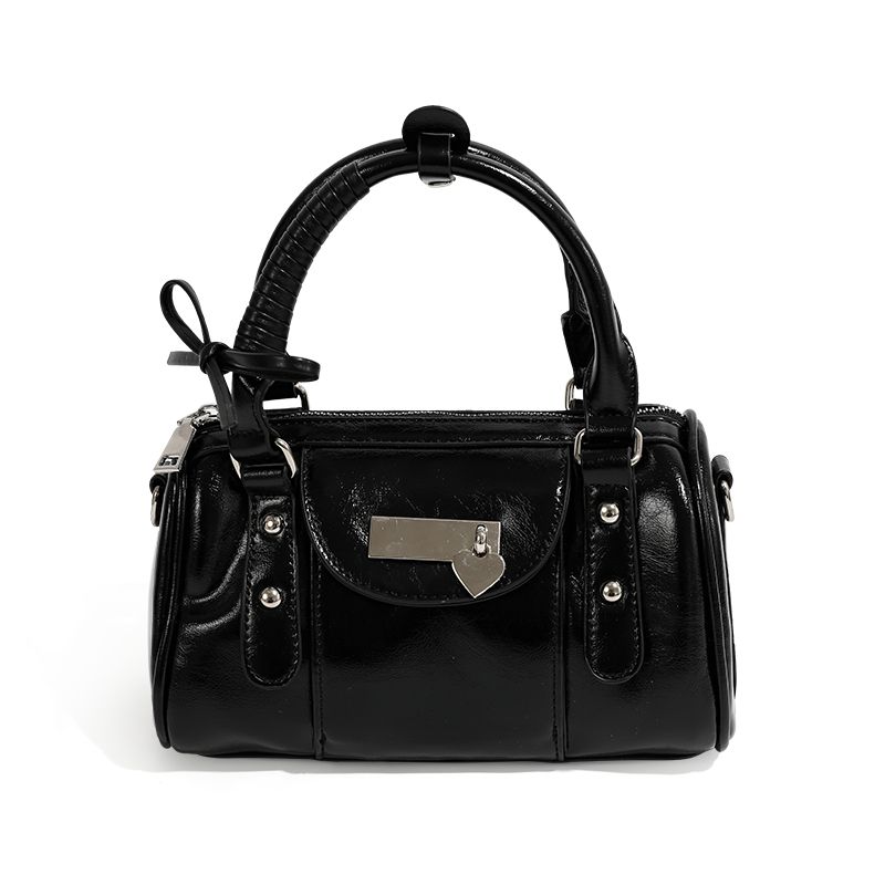 

Cfeikshi Brand Store Sweet Cool Locomotive Style Bowling Bag Niche Design Bag Women s Shoulder Messenger Handbag Black(Gift bag for counter)