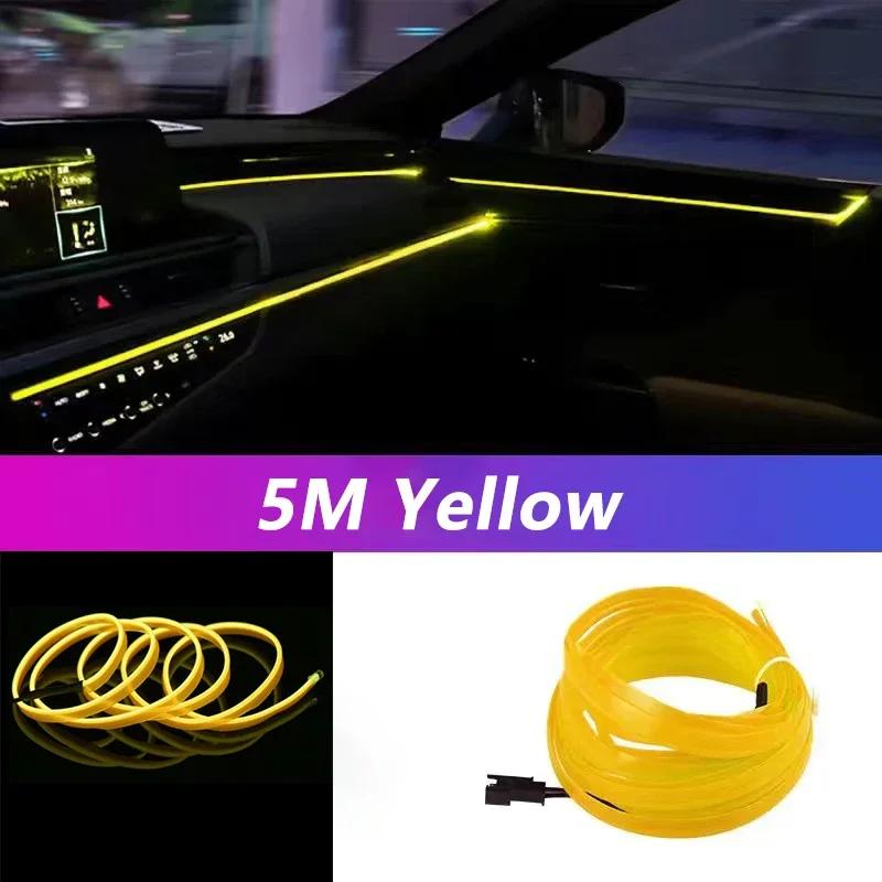 5M Car Interior LED Strip Lights - Flexible USB Powered Multi-Color Ambient Glow for DIY Auto Decoration & Party Atmosphere