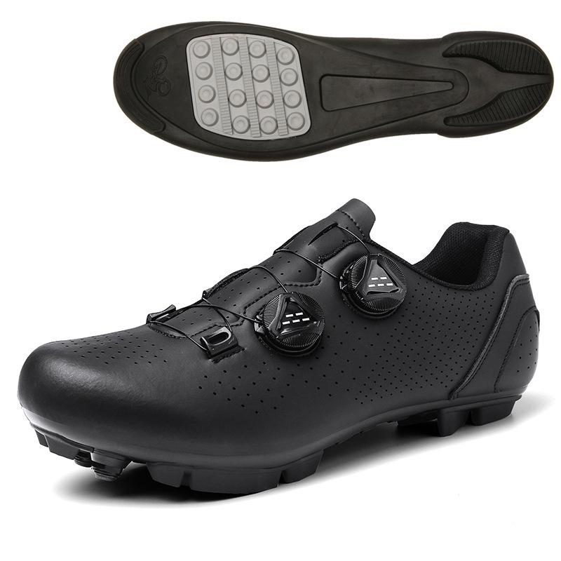Unisex Black Hard Sole Dynamic Cycling Shoes for Road and Mountain Biking, Lockable & Non-Locking