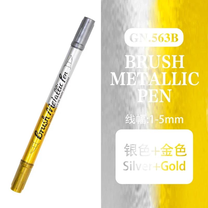 Double Tip Metallic Gold Silver Marker Pen Permanent Art Marker Crafts DIY Painting Pens Card Making Stationery Art Supplies
