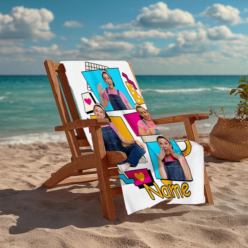 Custom Name Ultra-Soft Beach Towel with Ms. Rachel Theme,Ideal for Pool - Camping, Diving - Perfect Travel Essential, Vibrant Beach Towel.