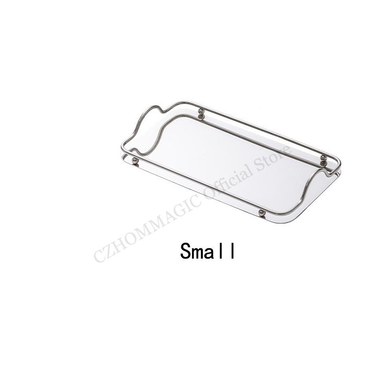 Nordic Creative Stainless Steel Tray Large Rectangle Luxury Tea Tray with Handle Tea Set Water Storage Trays Coffee Table Decor