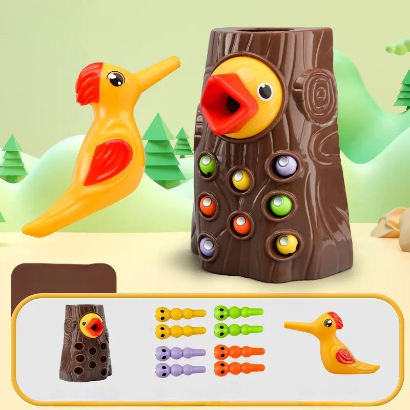 Woodpecker Feeding Game Toy, Montessori Magnetic Puzzle For Fine Motor Skills, Educational Bird Catching Insects Toy For Kids