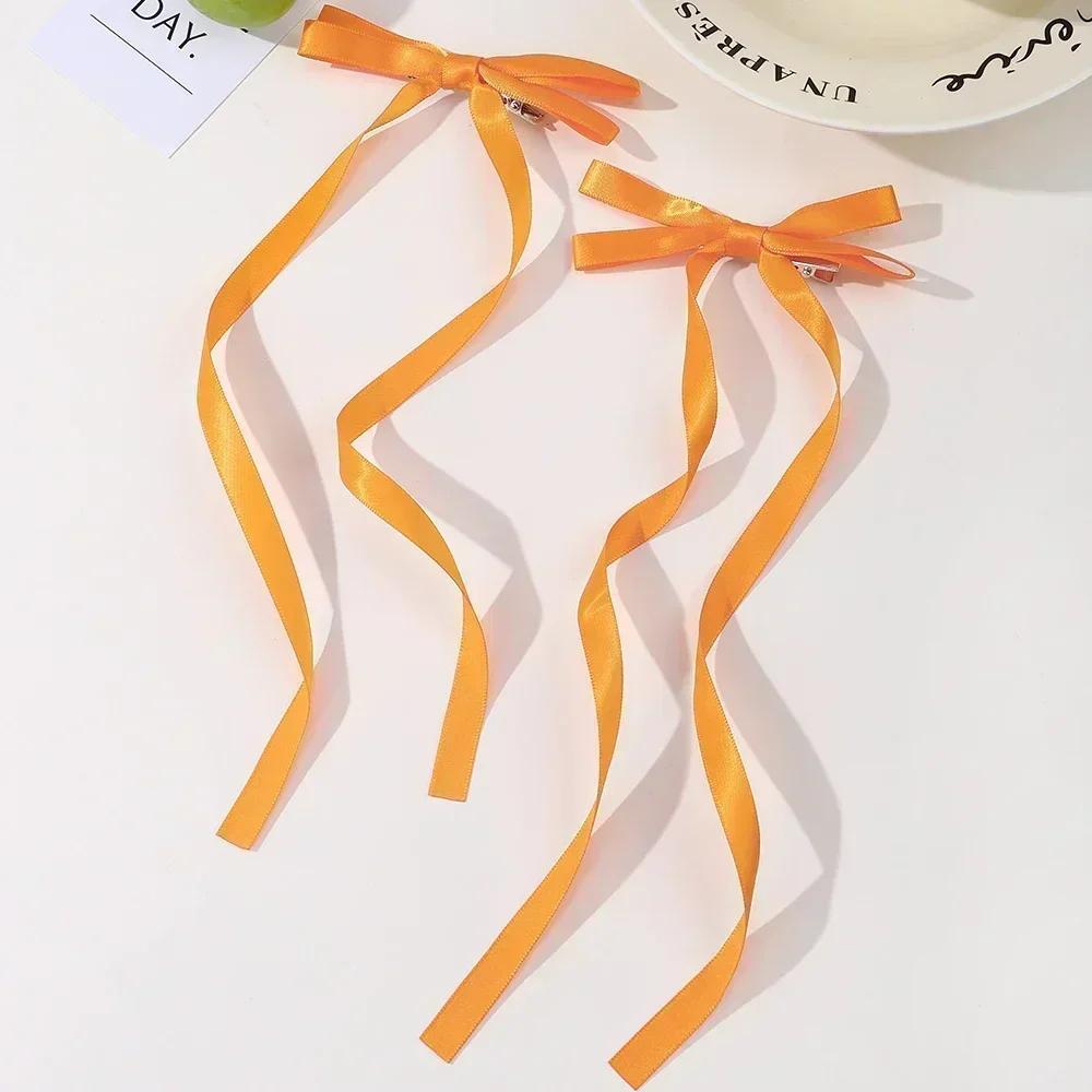 2 Pcs Fabric Hair Bow Hairpin for Women Girls Ribbon Hair Clips Headwear Black White Bow Top Clip Female Hair Accessories