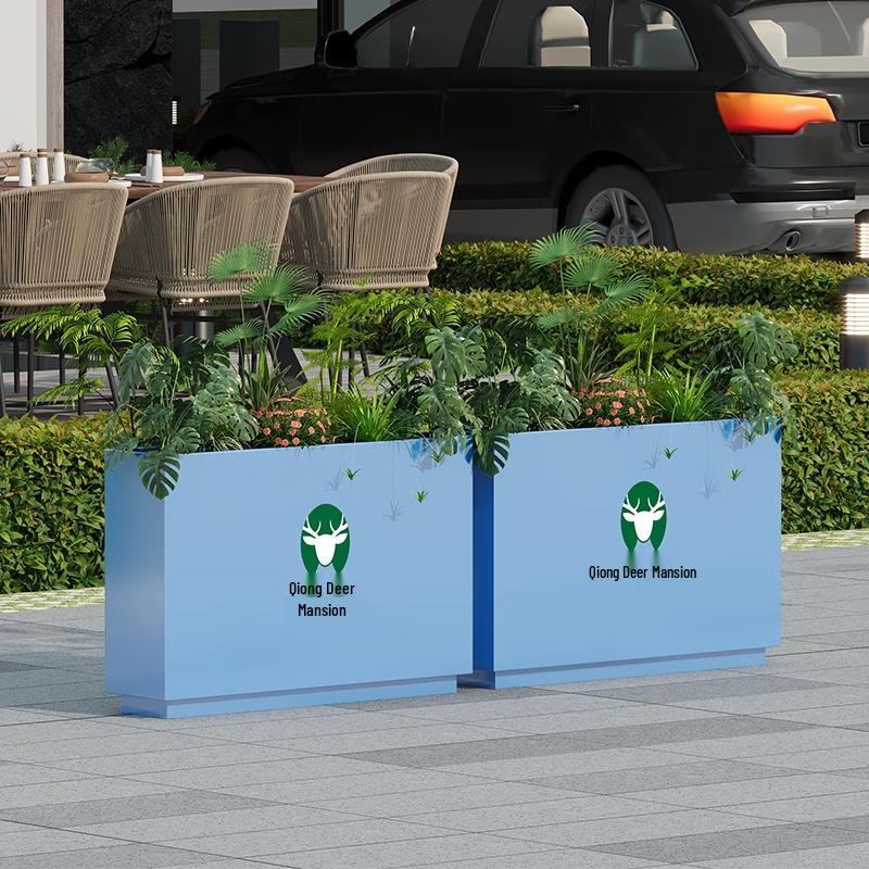 Modern Outdoor Rectangular Metal Planter