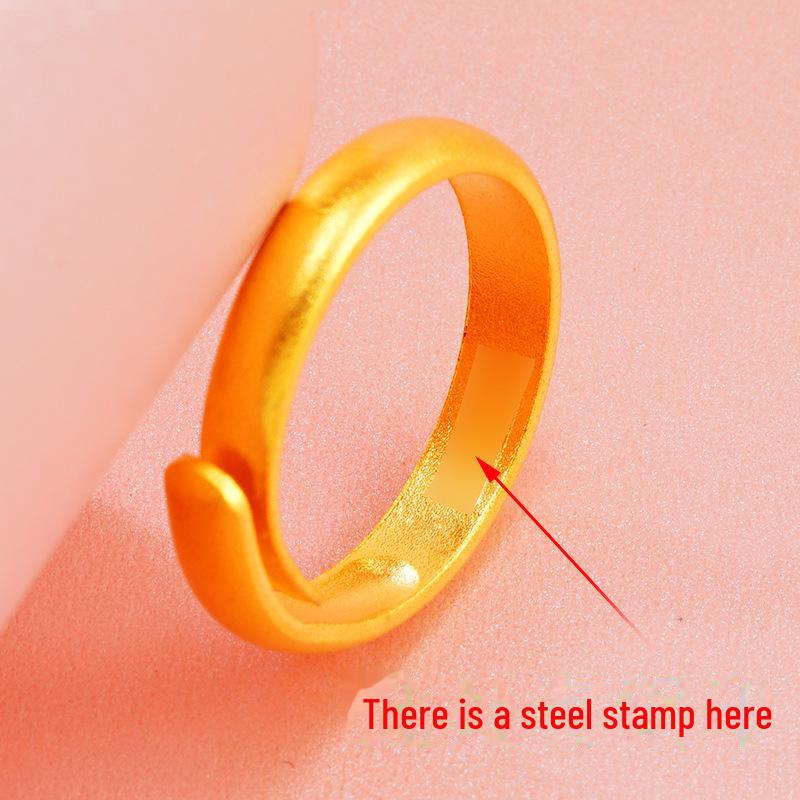 Starożytny Różowy Pierścionek Damski z Mosiądzu, Piaskowany, Pozłacany, Wytrzymały, Otwarty Wzór