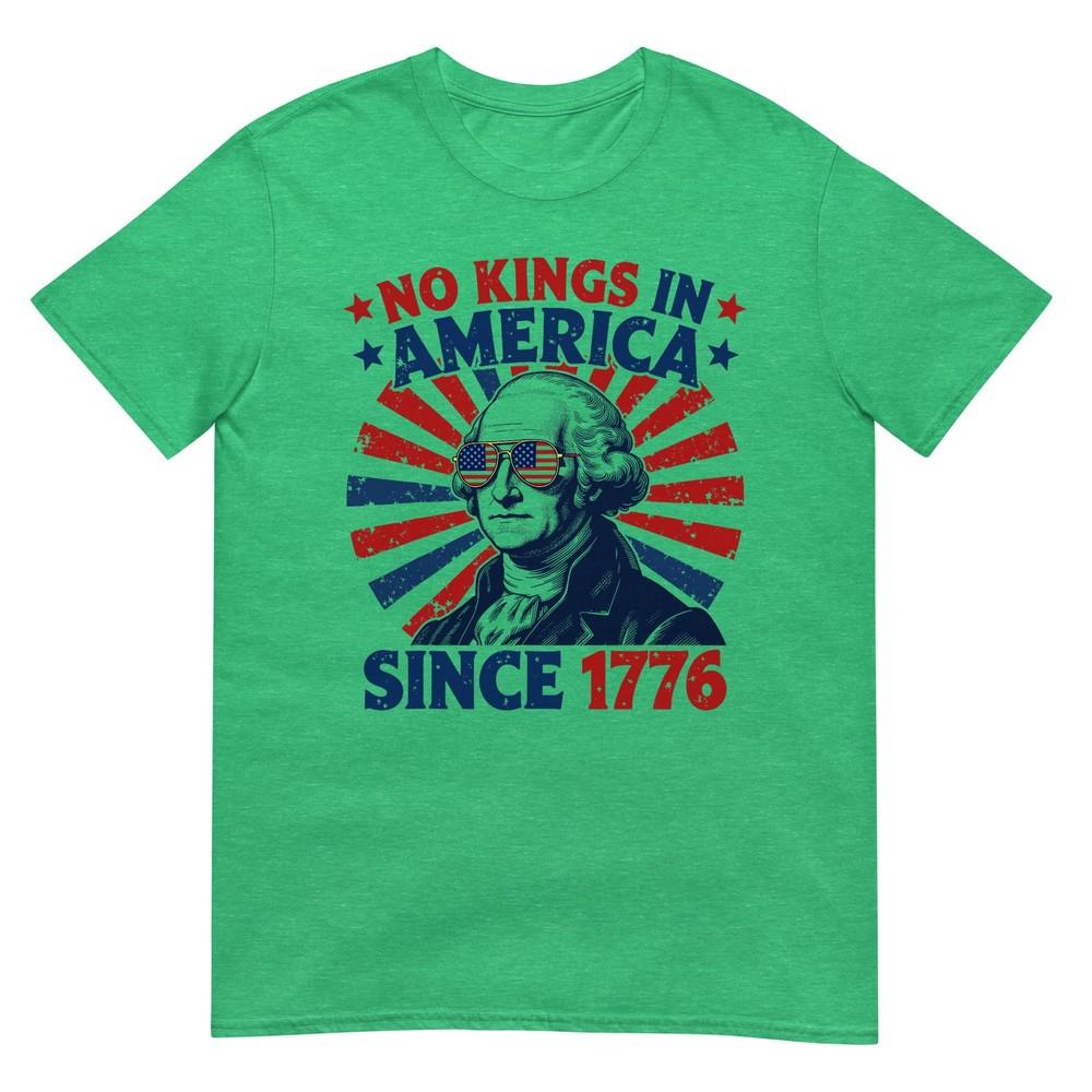 No Kings In America Since 1776 Distressed Flag Usa Vintage Tshirt