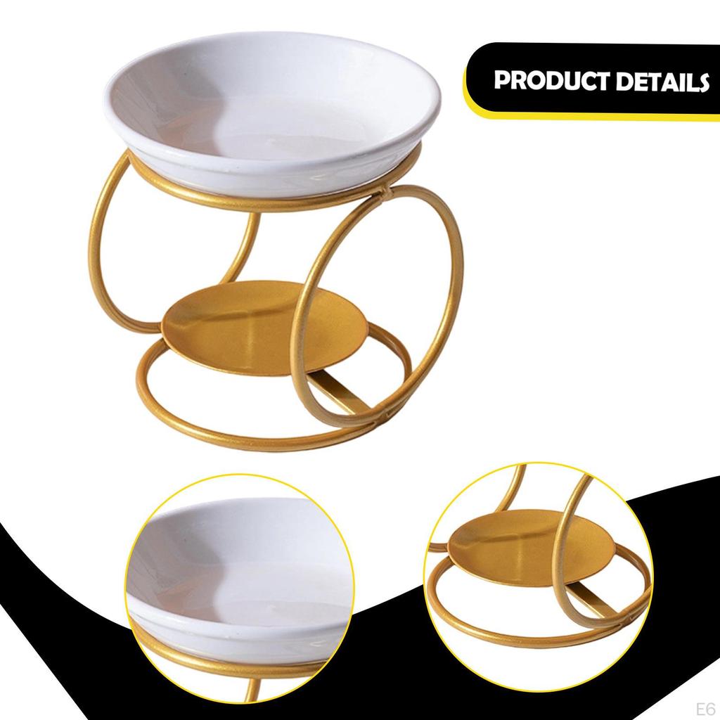 Ceramic Oil Melt Burner Home Decor Aroma Furnace Metal Frame for Yoga Bedroom Meditation