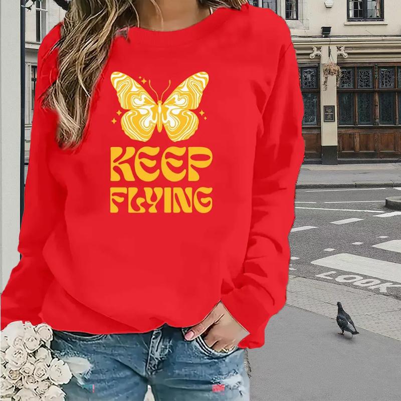 Топы для женщин с принтом бабочек и надписей — фото 4