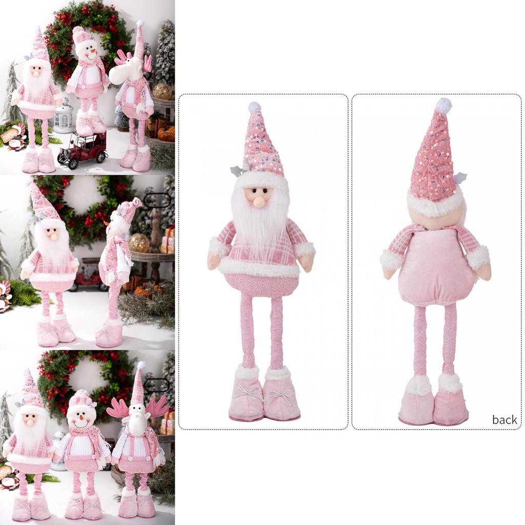 Christmas Plush Figurines Set With Glitter Fabric For Holiday Decor And Gift Giving