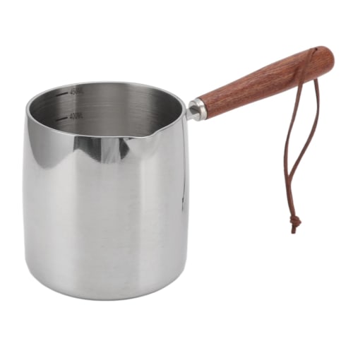 Milk Pan, Saucepan, 304 Stainless Steel, with Spout, Induction Compatible, Wooden Handle, Gas, Induction Compatible, Mini Milk Pan, Small Pot, Kitchen
