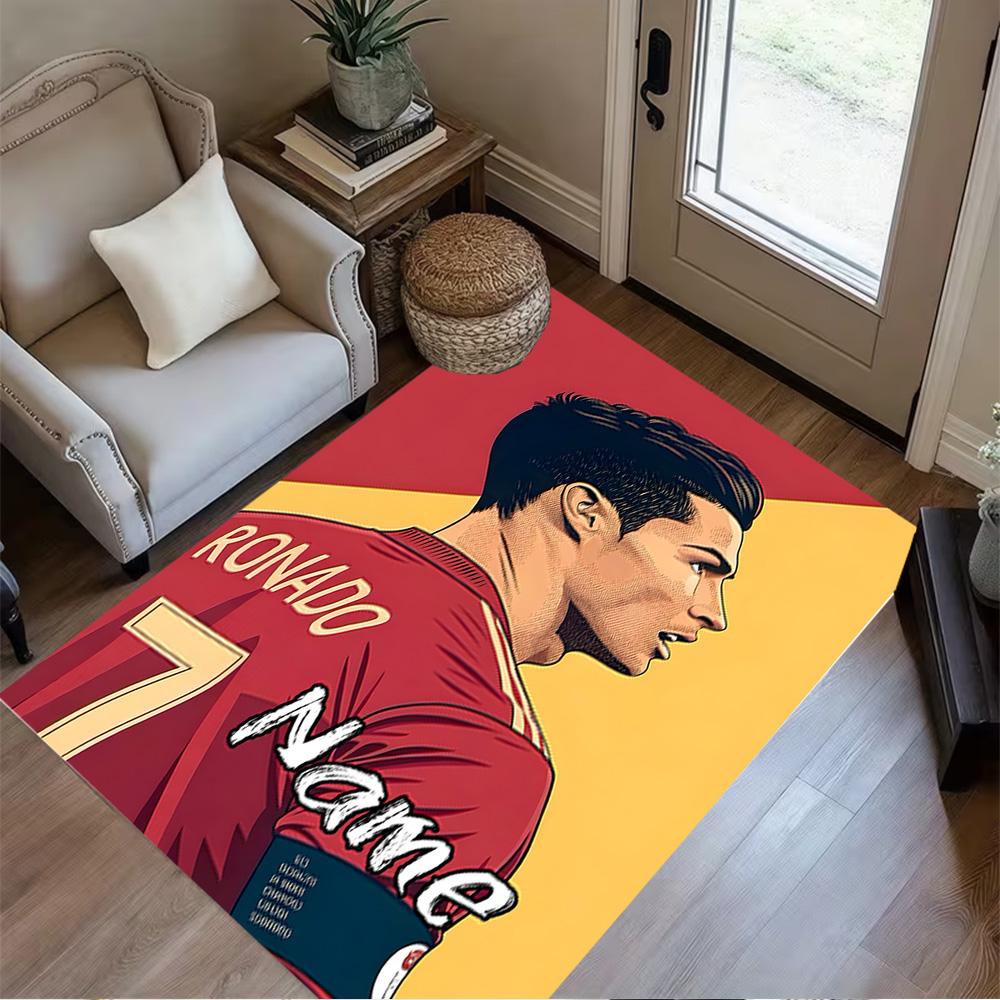 Ronaldo's Legacy Continues Customizable Name Floor Rug Office Rug Design for Playrooms Game Room Living Rooms Hallway Antislip Carpet Decorate Offices