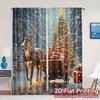 2pcs,Curtains Christmas Tree Sleigh Reindeer Snow (3) Print Popular Curtains 100% Polyester Curtains Festive Perfect for