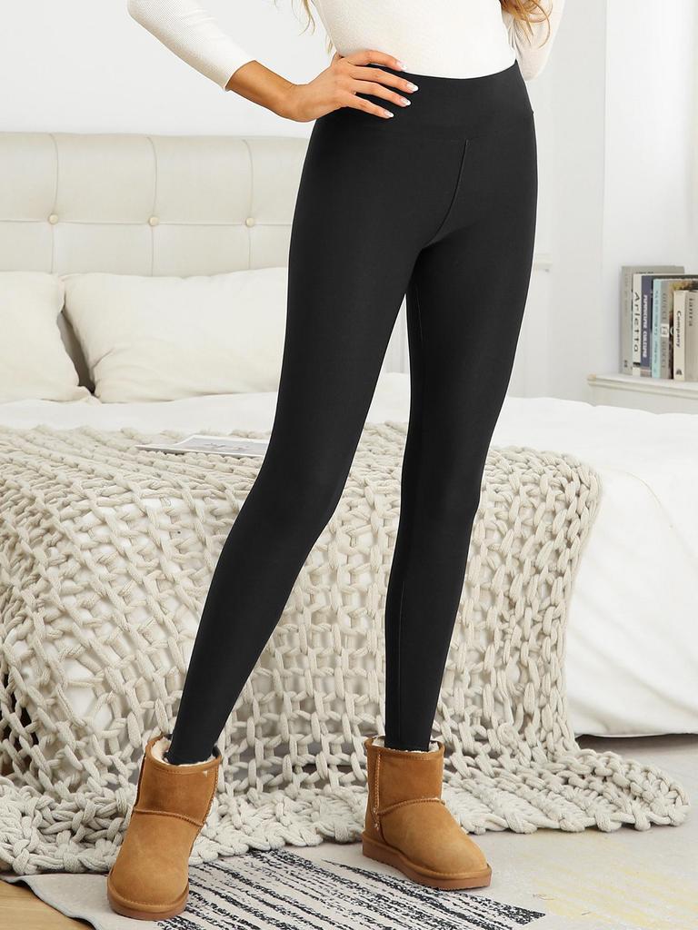 Women's Autumn/Winter High Waist Fleece-Lined Wool Leggings – Velvet, Thick, Warm, Slim Fit.